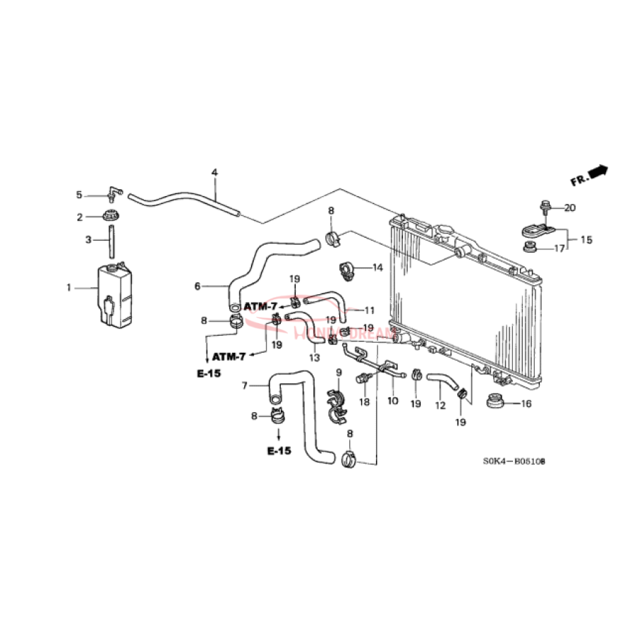 HOSE,WATER UPPER (19501-P8C-A00) - 2