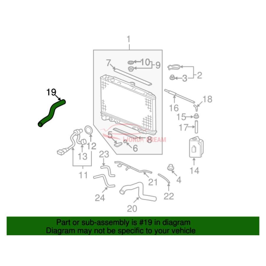 HOSE,WATER UPPER (19501-PGK-A00) - 2