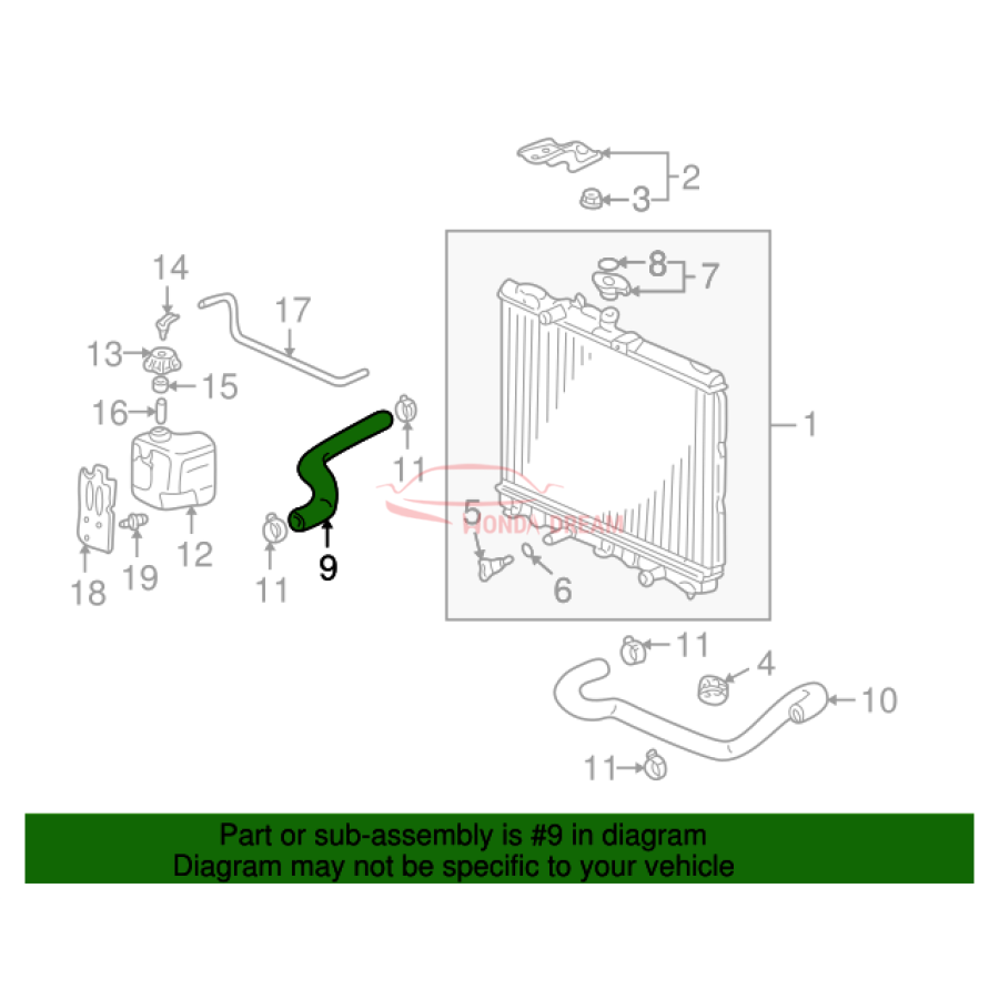 HOSE,WATER UPPER (19501-PHM-000) - 2