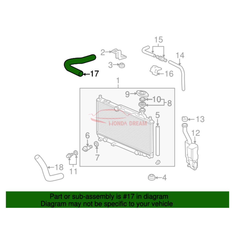 HOSE,WATER UPPER (19501-PLC-000) - 2