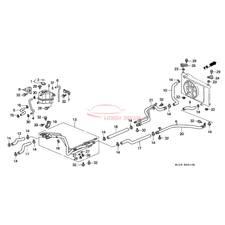 HOSE,WATER,UPR FR (19501-PR7-305) - 1