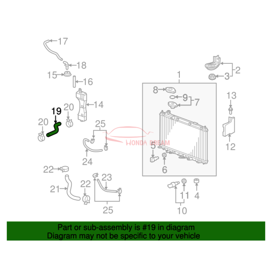 HOSE,WATER UPPER (19501-RB1-000) - 2