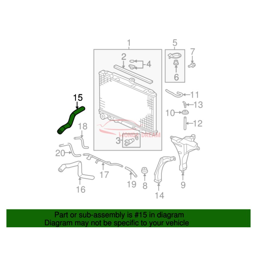 HOSE,WATER UPPER (19501-RGL-A00) - 2