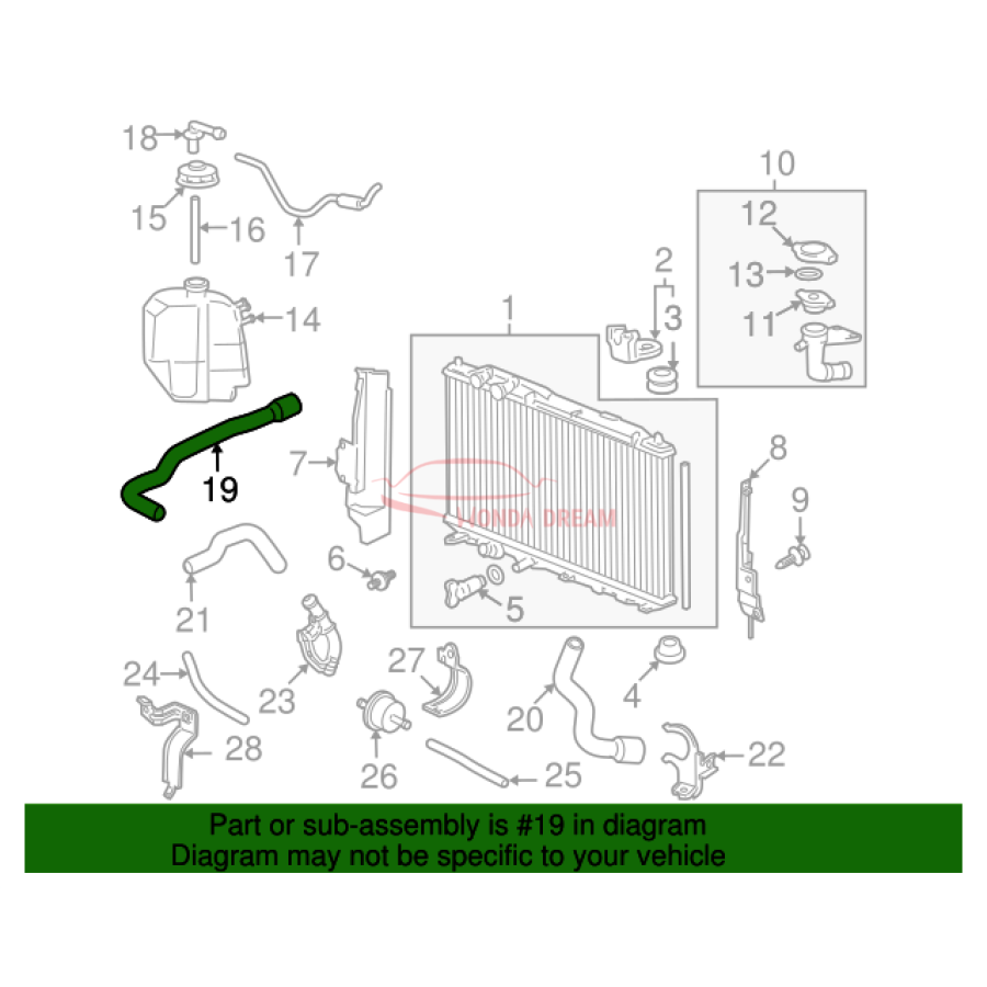 HOSE,WATER UPPER (19501-RNA-A01) - 2