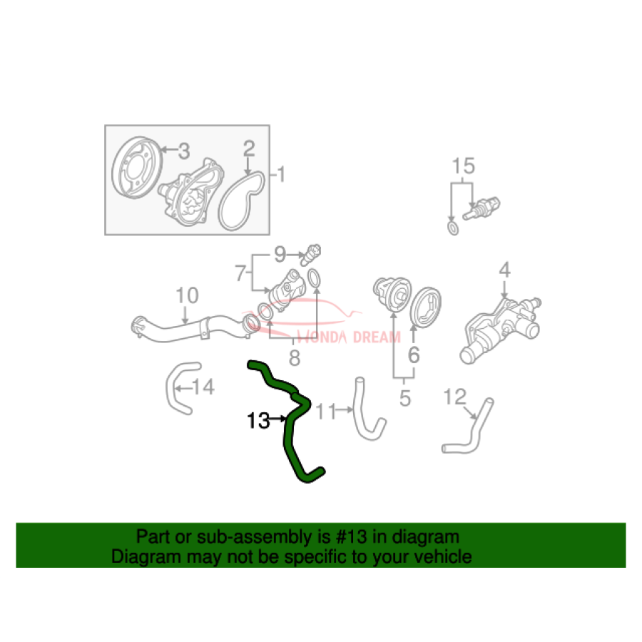 HOSE,WATER UPPER (19501-RRA-A01) - 2