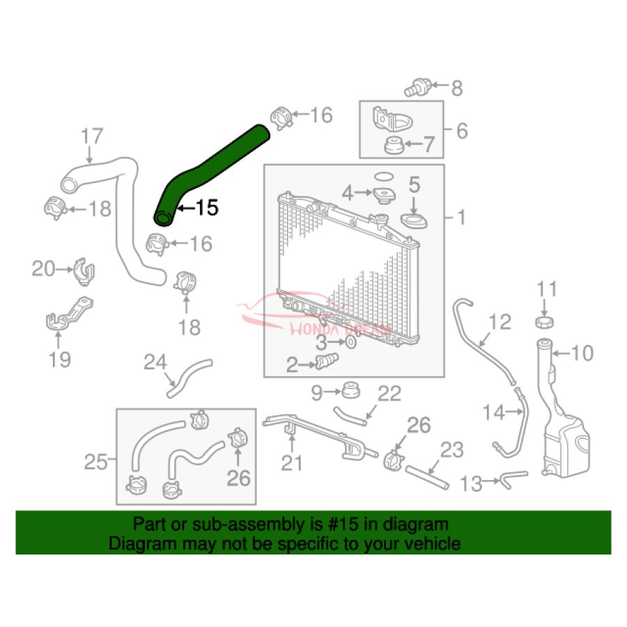 HOSE,WATER UPPER (19501-RV0-A00) - 2