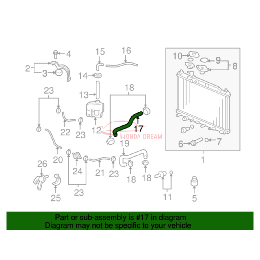 HOSE,WATER UPPER (19501-RZA-A01) - 2