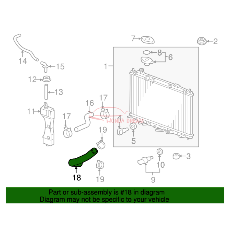 HOSE,WATER LOWER (19502-5R0-000) - 2