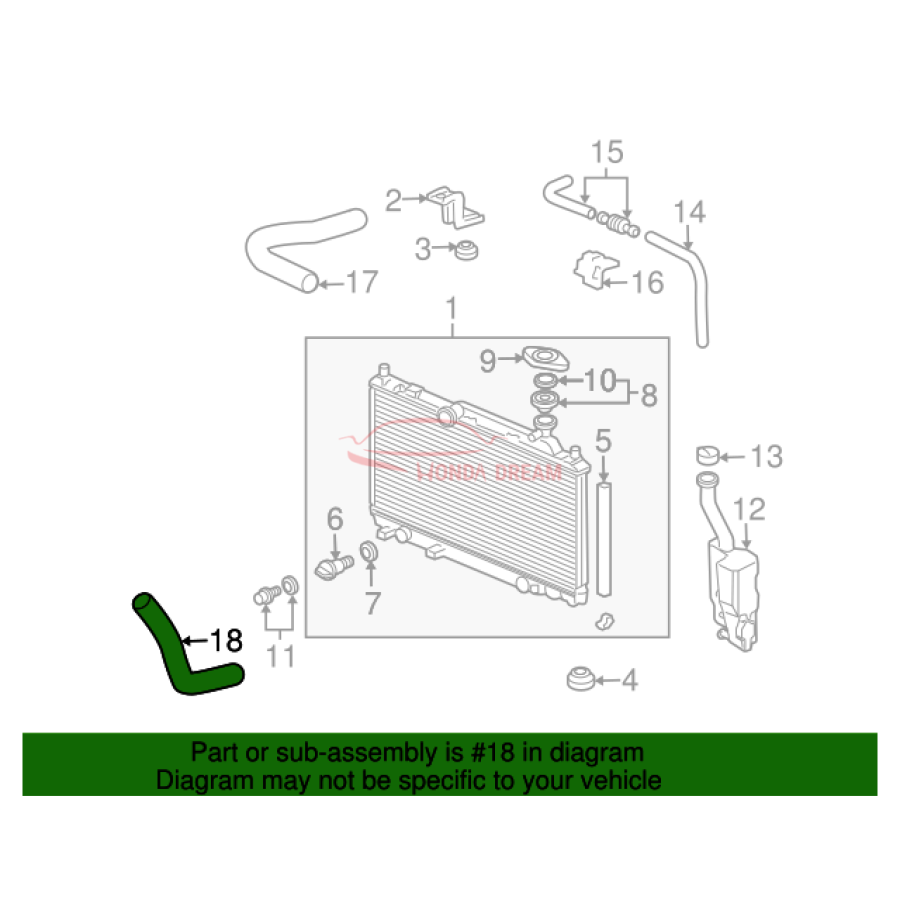 HOSE,WATER LOWER (19502-PRA-000) - 2