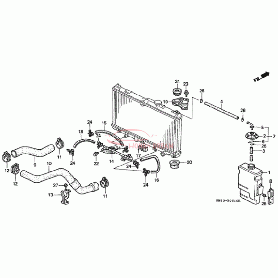 HOSE,WATER LOWER (19502-PT0-000) - 1