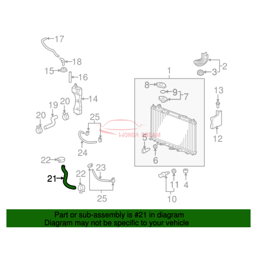 HOSE,WATER LOWER (19502-RB0-900) - 2