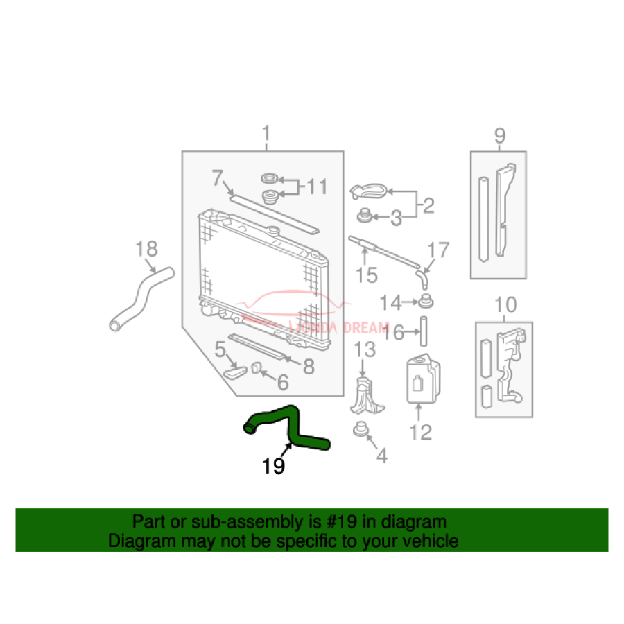 HOSE,WATER LOWER (19502-RJE-A01) - 2