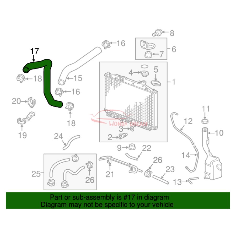 HOSE,WATER LOWER (19502-RV0-A00) - 2