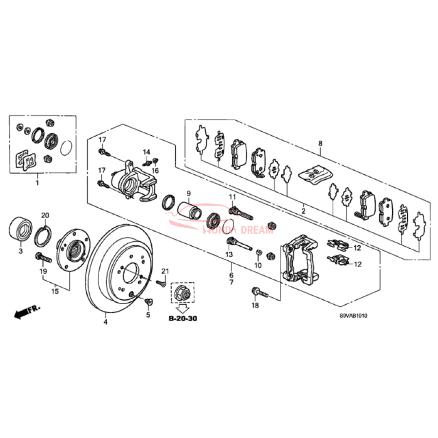 Caliper Sub-Assembly, Right Rear (43018-S3V-A00) - 2