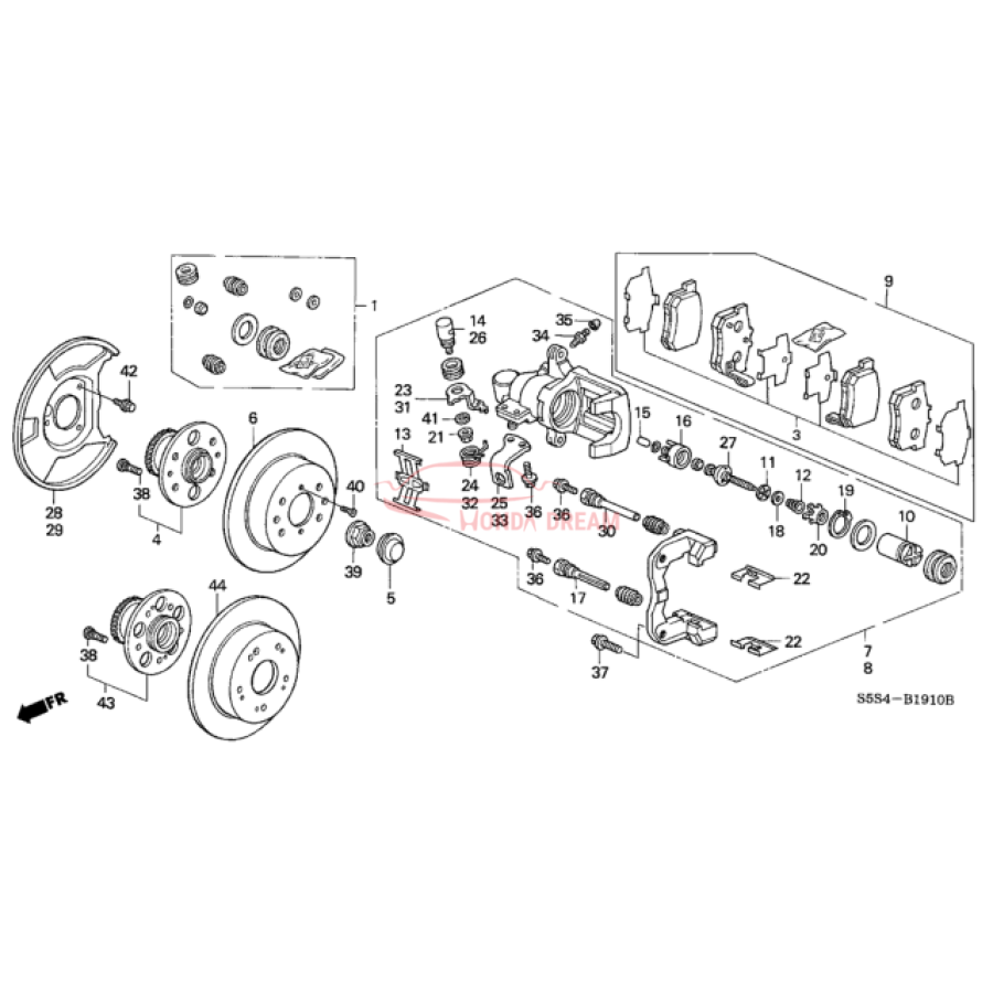 Caliper Sub-Assembly, Right Rear (43018-S5A-J02) - 2