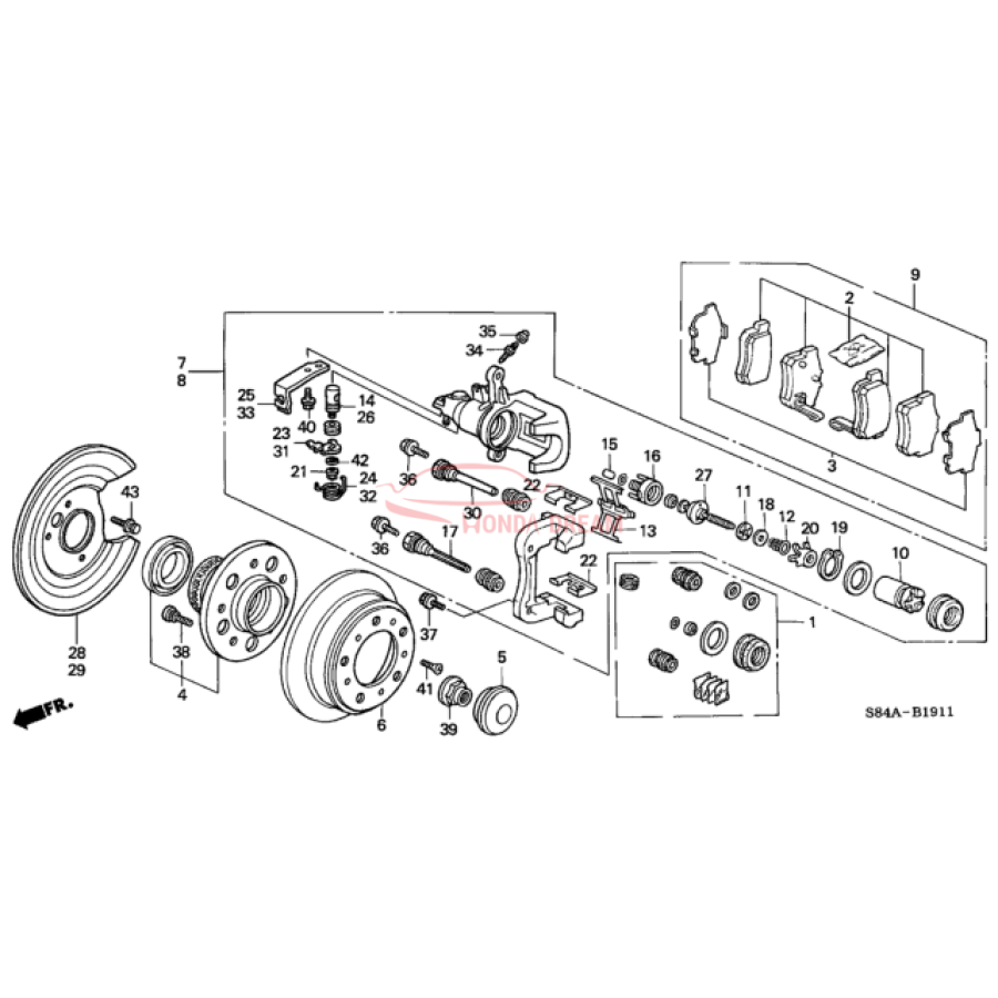 Caliper Sub-Assembly, Right Rear (43018-S84-A54) - 2