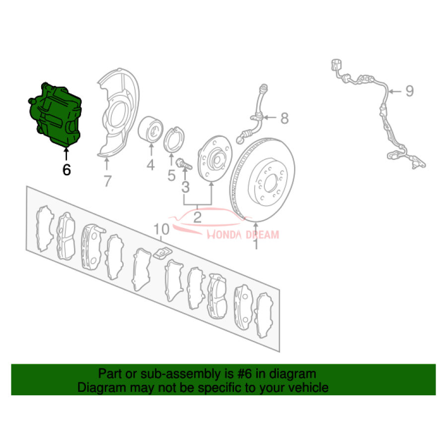 Caliper Sub-Assembly, Right Rear (43018-S9A-A00) - 3