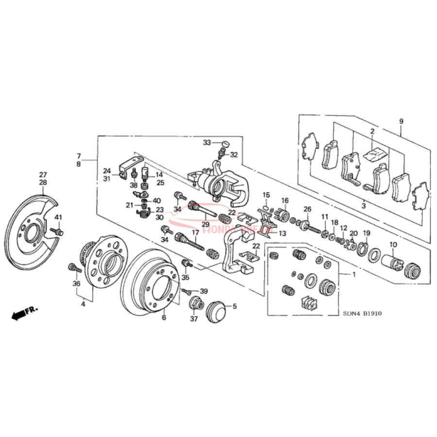 Caliper Sub-Assembly, Right Rear (43018-SDA-A00) - 3