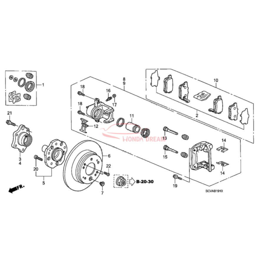 Caliper Sub-Assembly, Right Rear (43018-SEP-A00) - 3