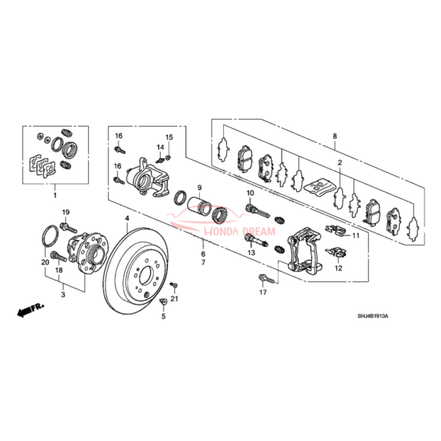 Caliper Sub-Assembly, Right Rear (43018-SHJ-A01) - 2