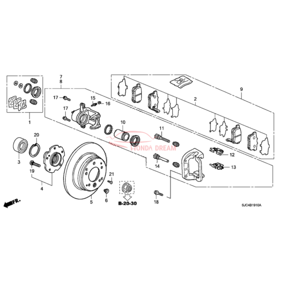 Caliper Sub-Assembly, Right Rear (43018-SJC-A00) - 3