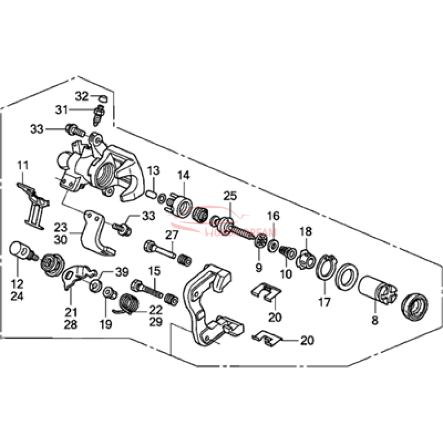 Caliper Sub-Assembly, Right Rear (43018-SNA-A10) - 3