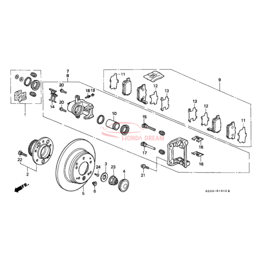 Caliper Sub-Assembly, Right Rear (43018-SZ3-A01) - 2