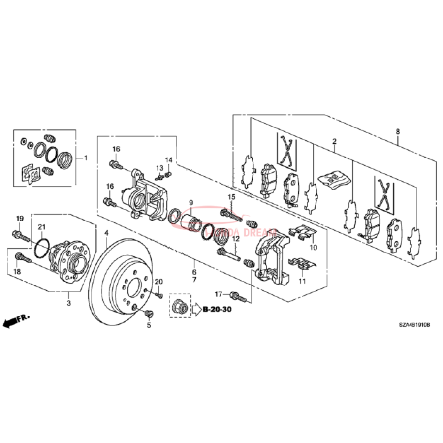 Caliper Sub-Assembly, Right Rear (43018-SZA-A01) - 2