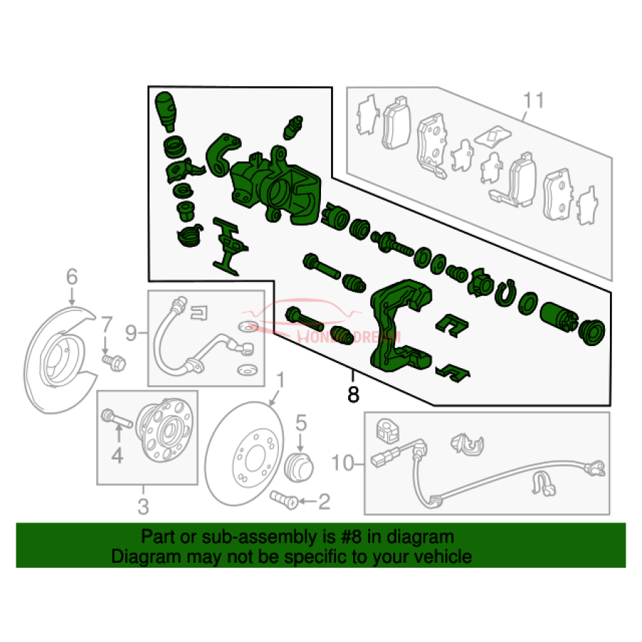 Caliper Sub-Assembly, Right Rear (43018-SZT-G01) - 3