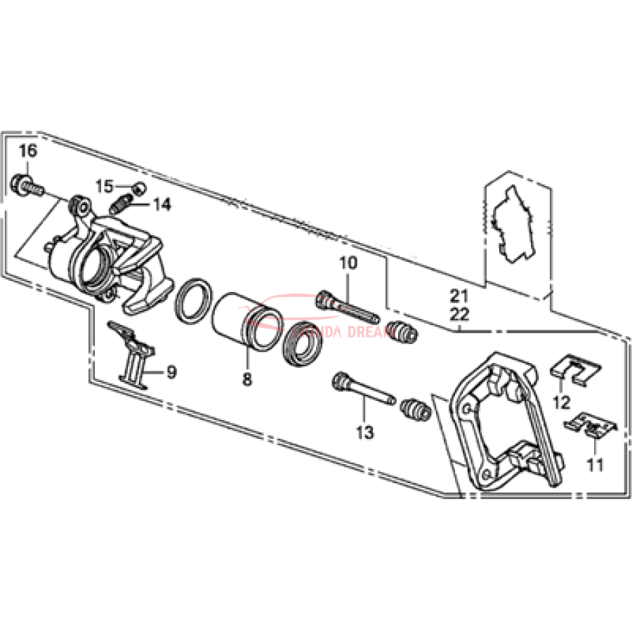 Caliper Sub-Assembly, Right Rear (43018-T0G-A00) - 1