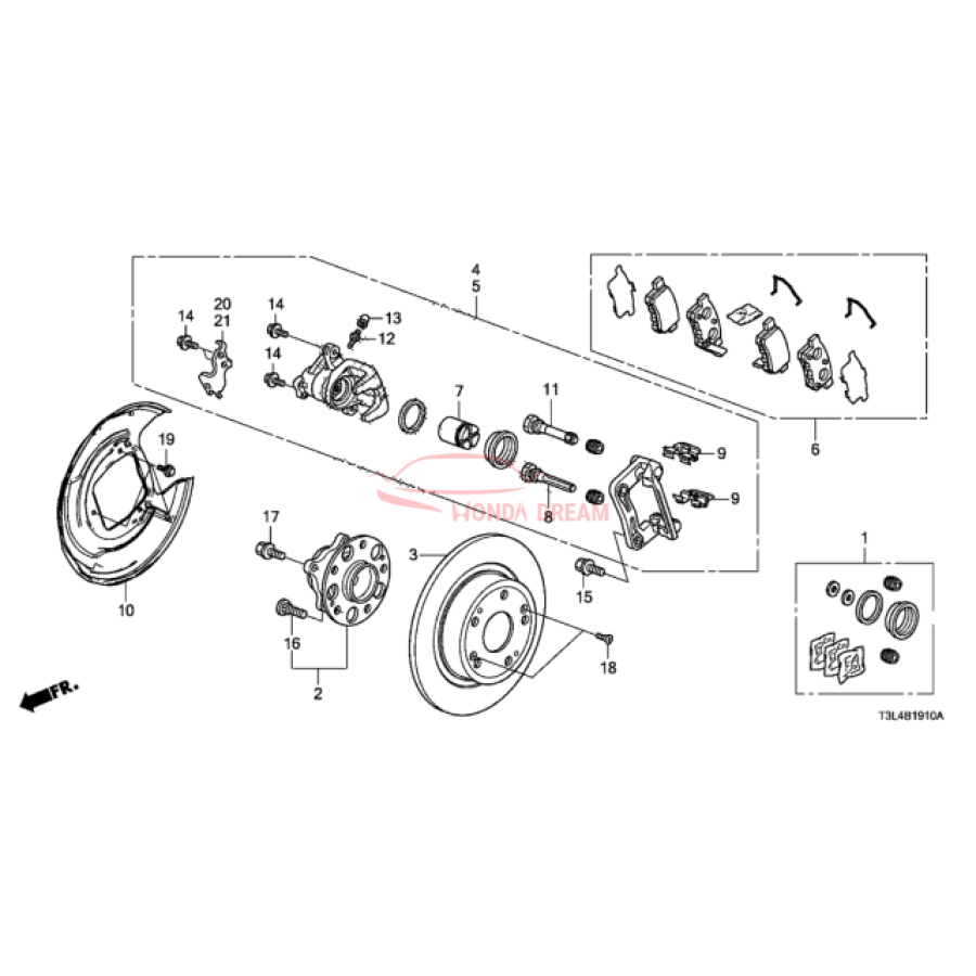 Caliper Sub-Assembly, Right Rear (43018-T2M-P00) - 3