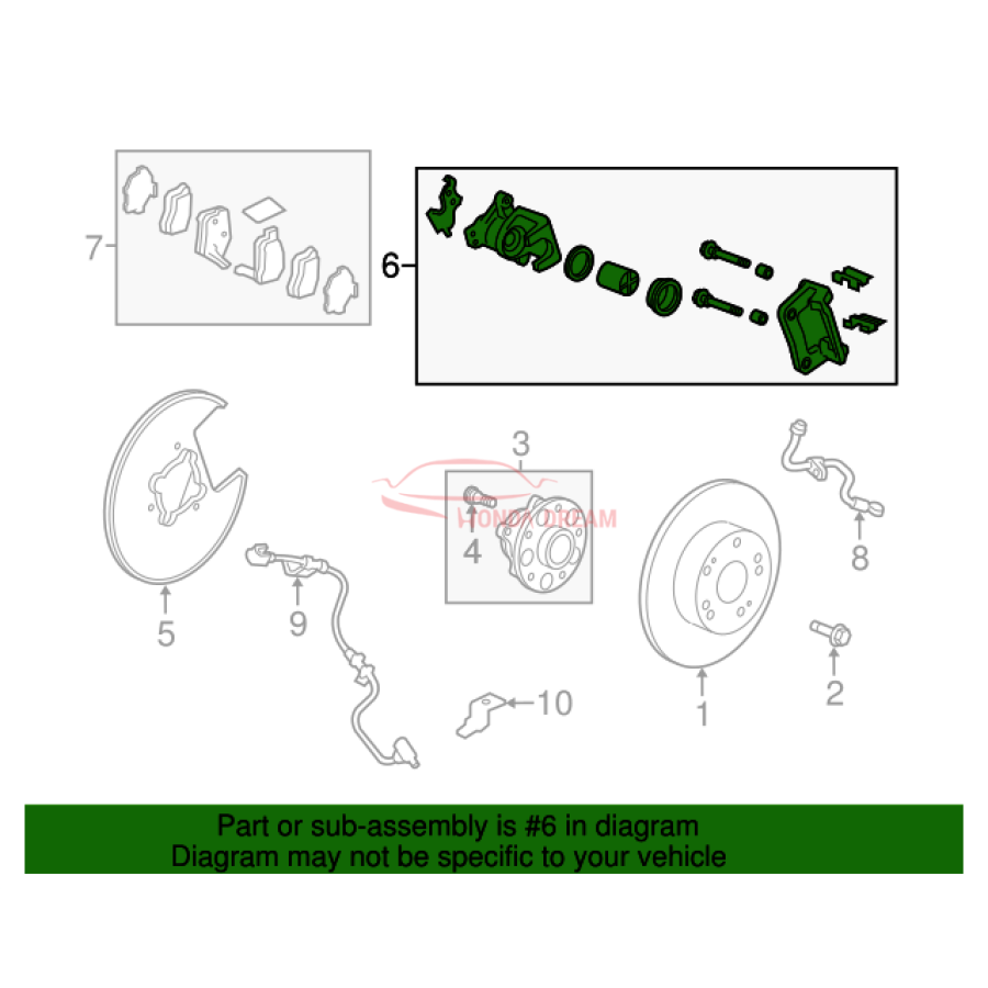 Caliper Sub-Assembly, Right Rear (43018-T2M-P01) - 3