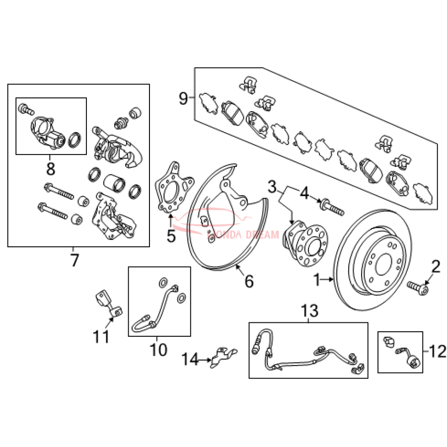 Caliper Sub-Assembly, Right Rear (43018-T7A-010) - 1