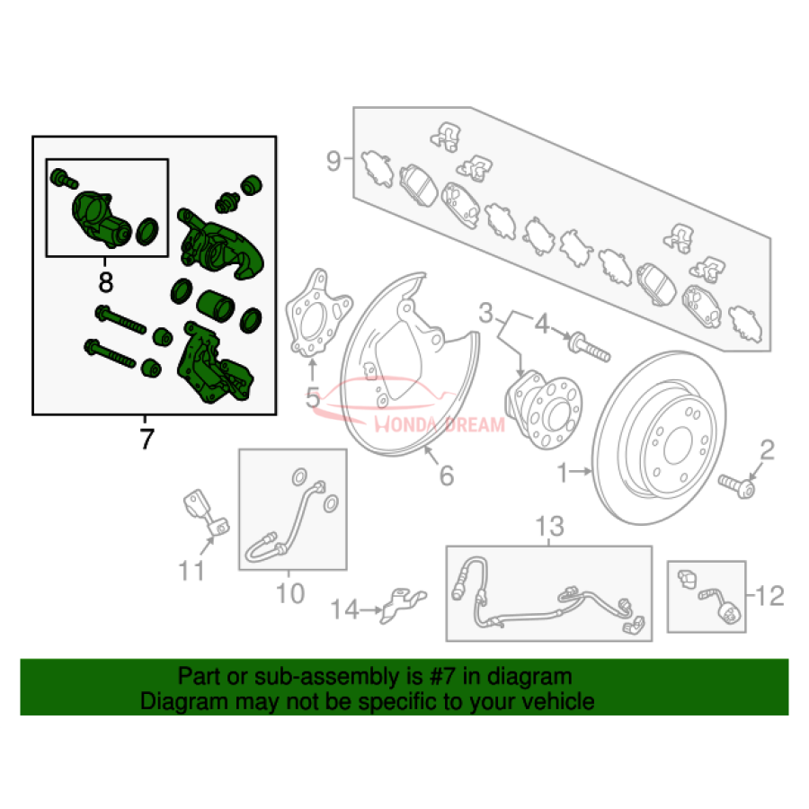 Caliper Sub-Assembly, Right Rear (43018-T7A-020) - 3