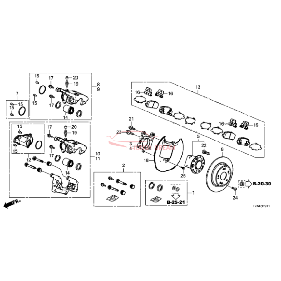 Caliper Sub-Assembly, Right Rear (43018-T7X-A61) - 1