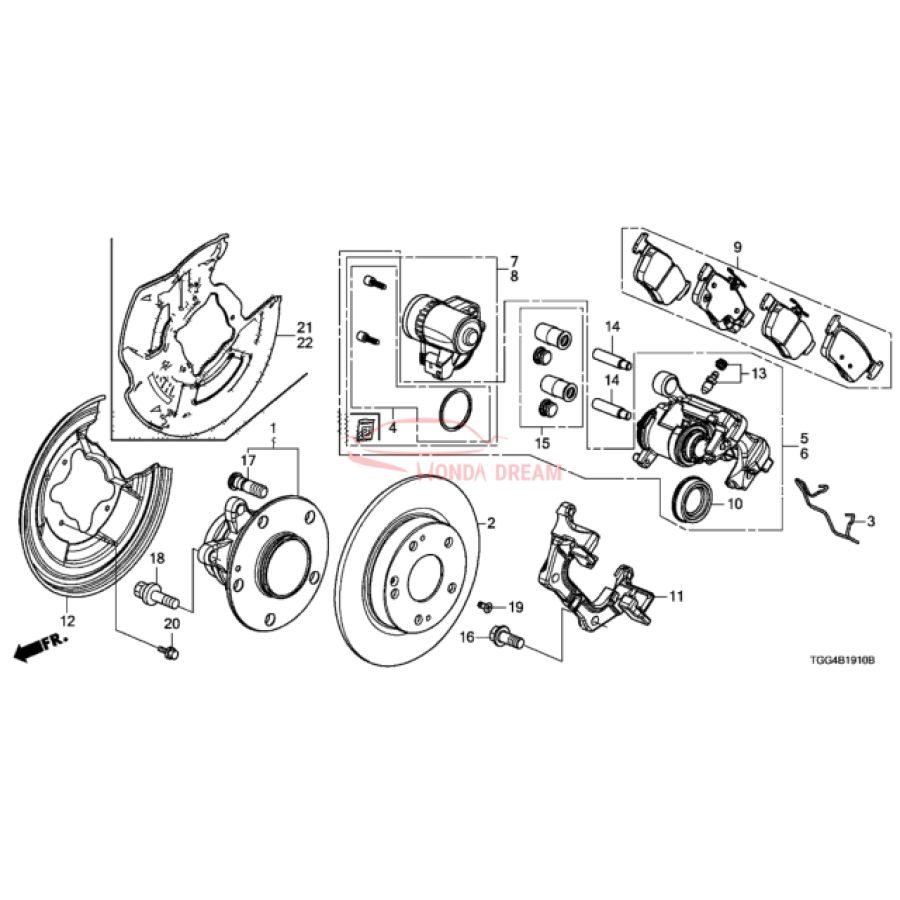 Caliper Sub-Assembly, Right Rear (43018-TGH-A01) - 3