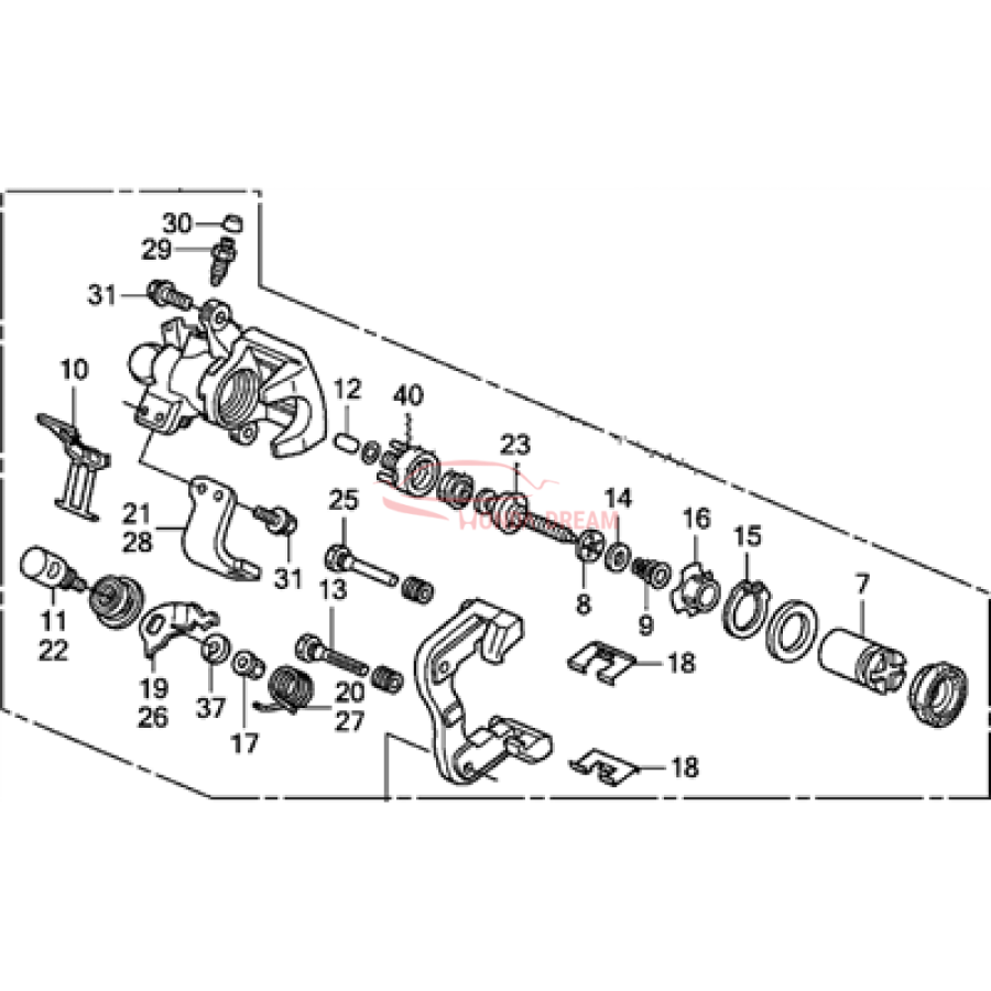 Caliper Sub-Assembly, Right Rear (43018-TR3-A01) - 2