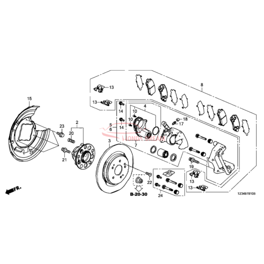 Caliper Sub-Assembly, Right Rear (43018-TZ3-A50) - 1