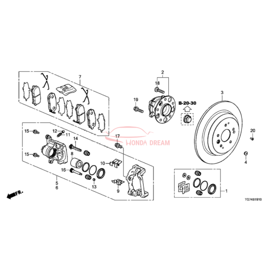 Caliper Sub-Assembly, Right Rear (43018-TZ5-A00) - 1