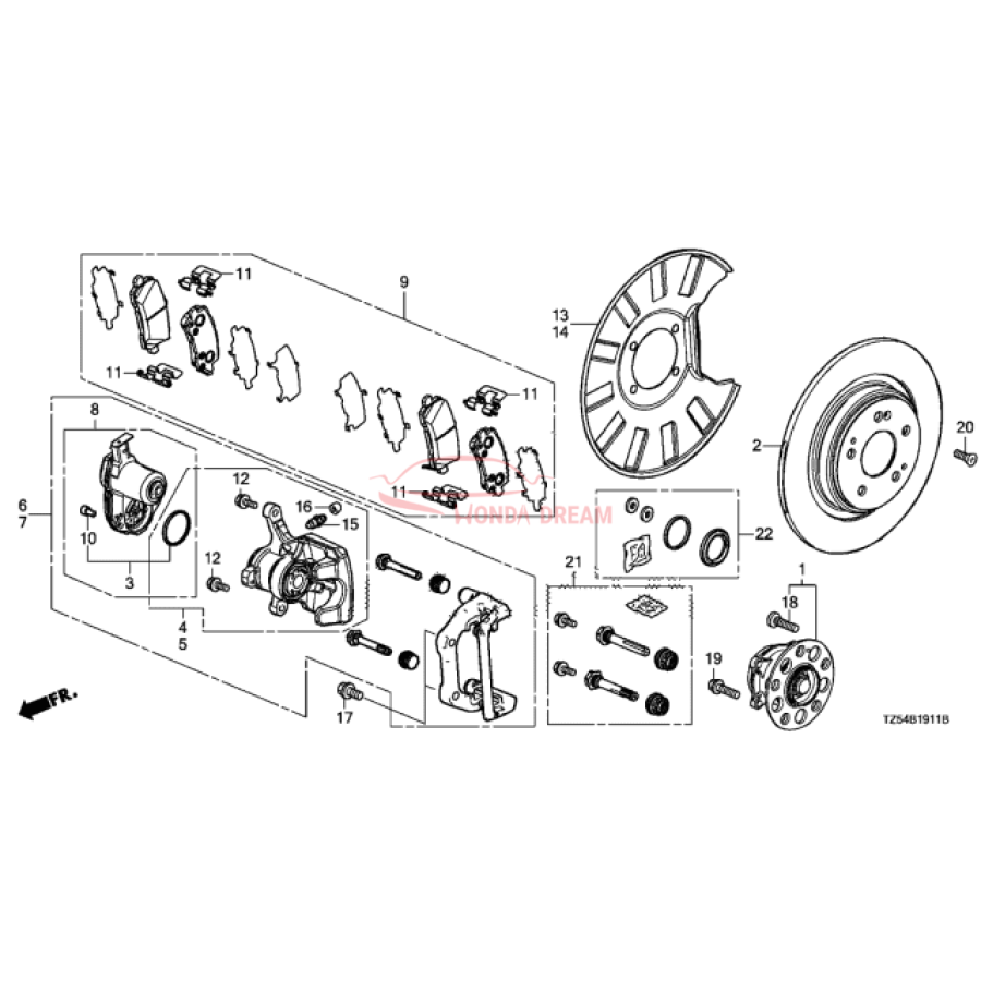 Caliper Sub-Assembly, Right Rear (43018-TZ5-A11) - 2