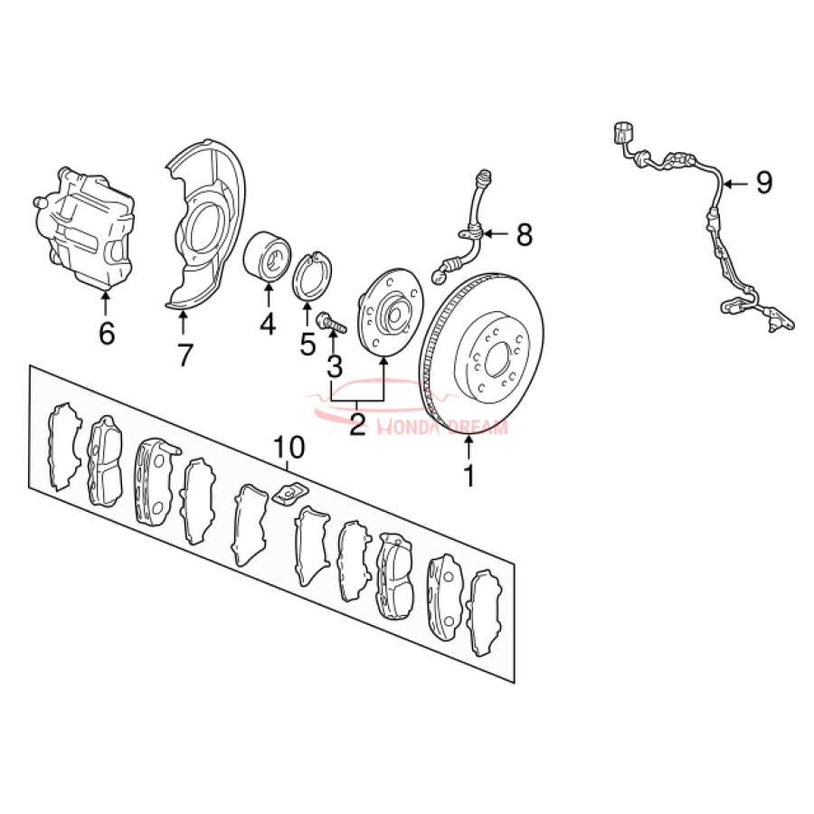 Caliper Sub-Assembly, Left Rear (43019-S9A-A00) - 2