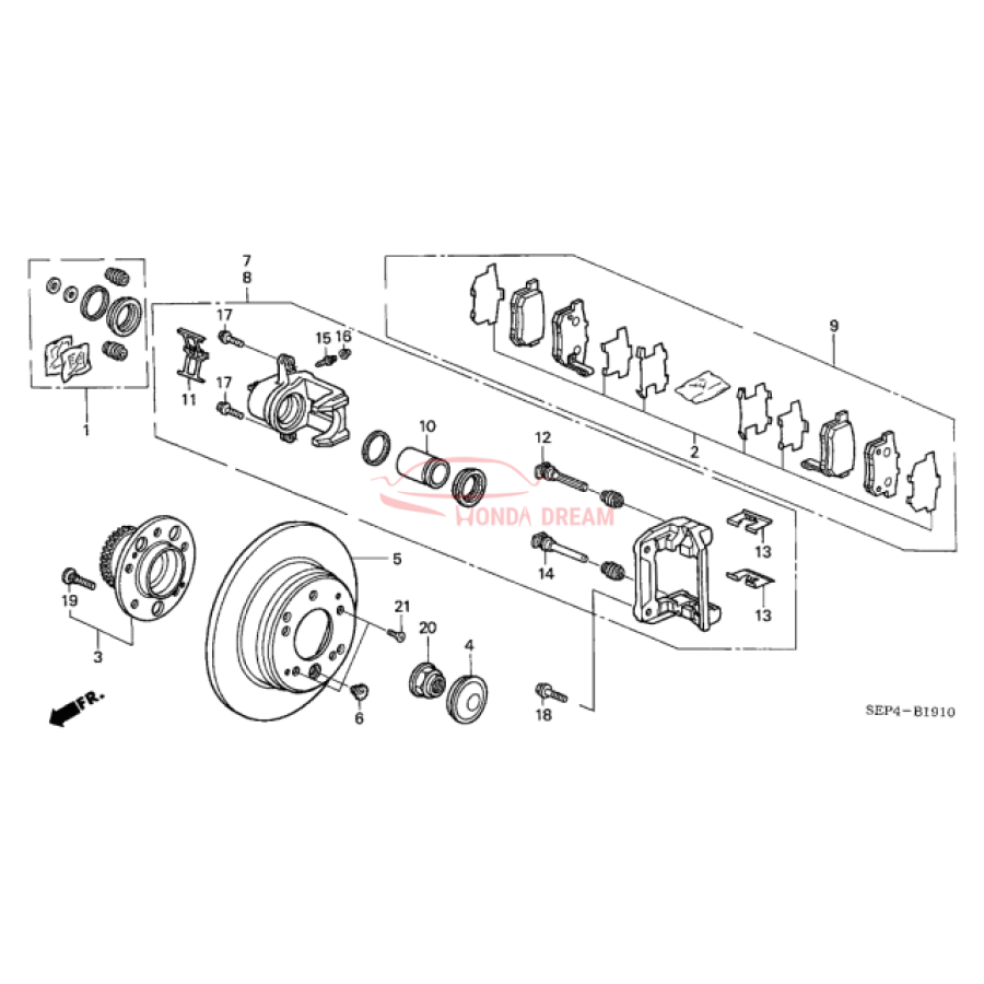 Caliper Sub-Assembly, Left Rear (43019-SEP-A51) - 3