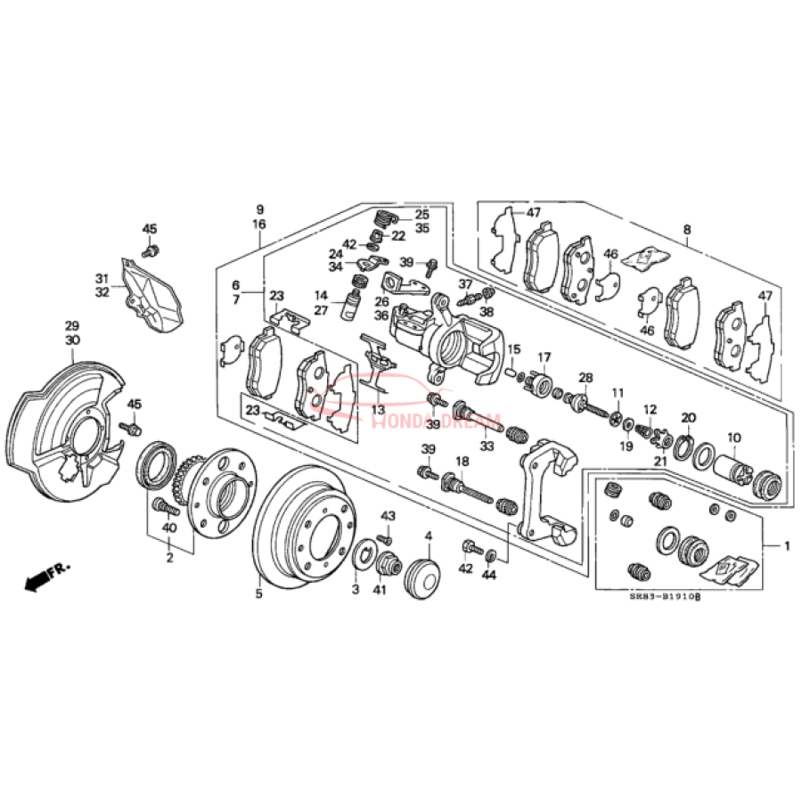 Caliper Sub-Assembly, Left Rear (43019-SR3-000) - 1