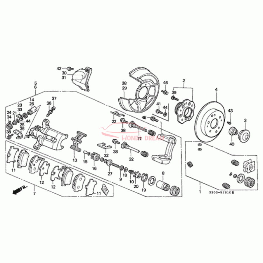 Caliper Sub-Assembly, Left Rear (43019-SS0-010) - 1