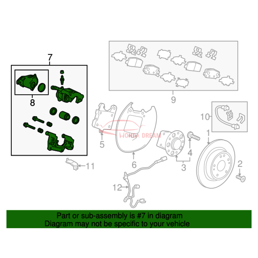 Caliper Sub-Assembly, Left Rear (43019-T7A-020) - 3