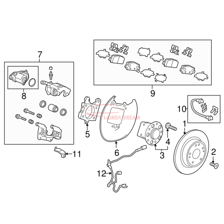 Caliper Sub-Assembly, Left Rear (43019-T7A-020) - 2