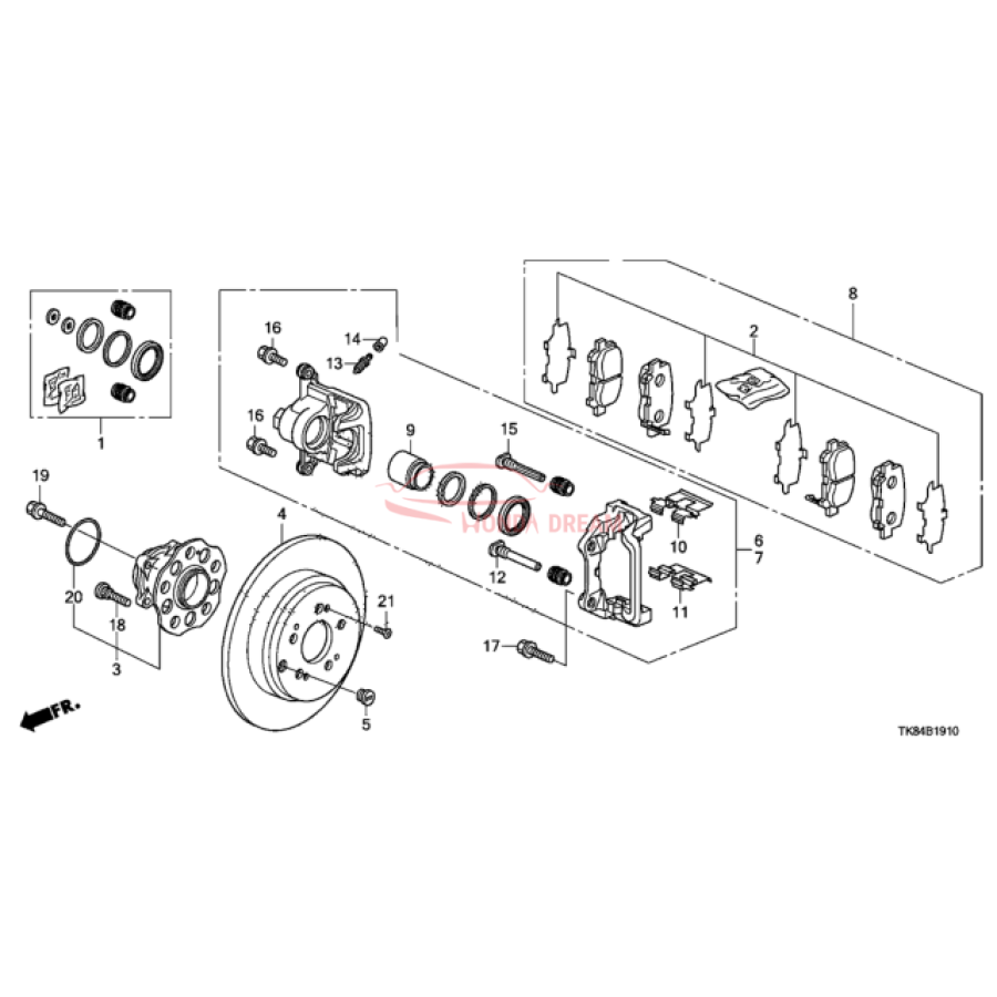 Caliper Sub-Assembly, Left Rear (43019-TK8-A00) - 3