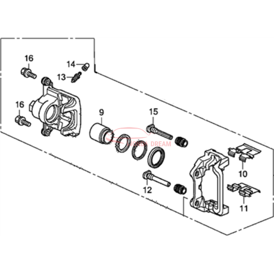 Caliper Sub-Assembly, Left Rear (43019-TK8-A00) - 2