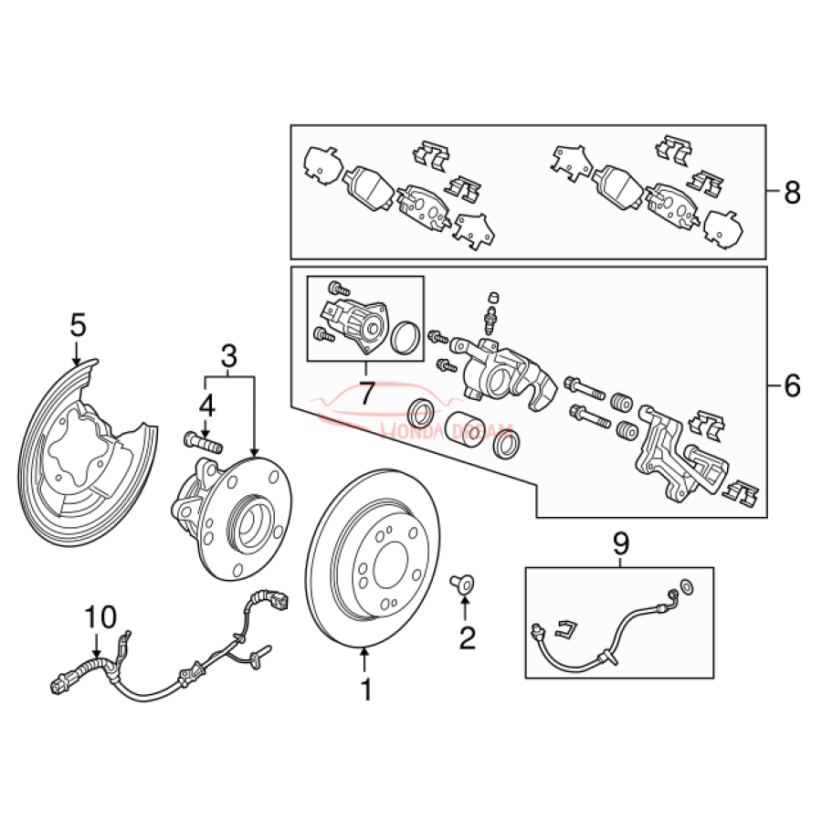 Caliper Sub-Assembly, Left Rear (43019-TLA-A01) - 2