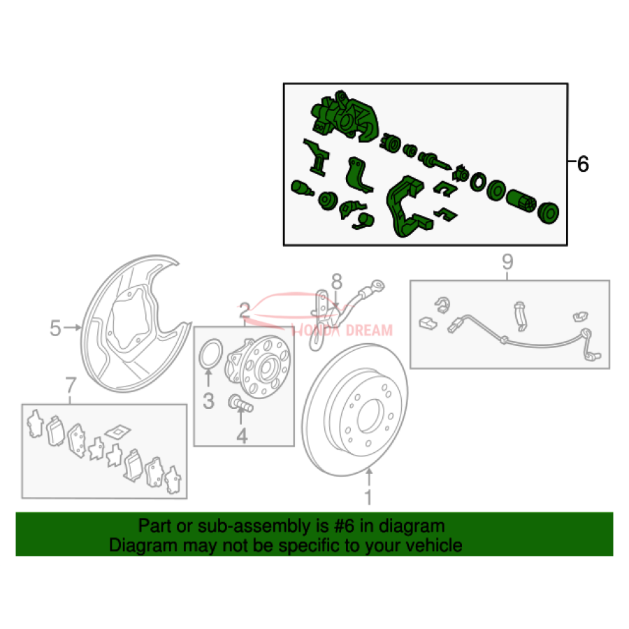 Caliper Sub-Assembly, Left Rear (43019-TR0-A02) - 3